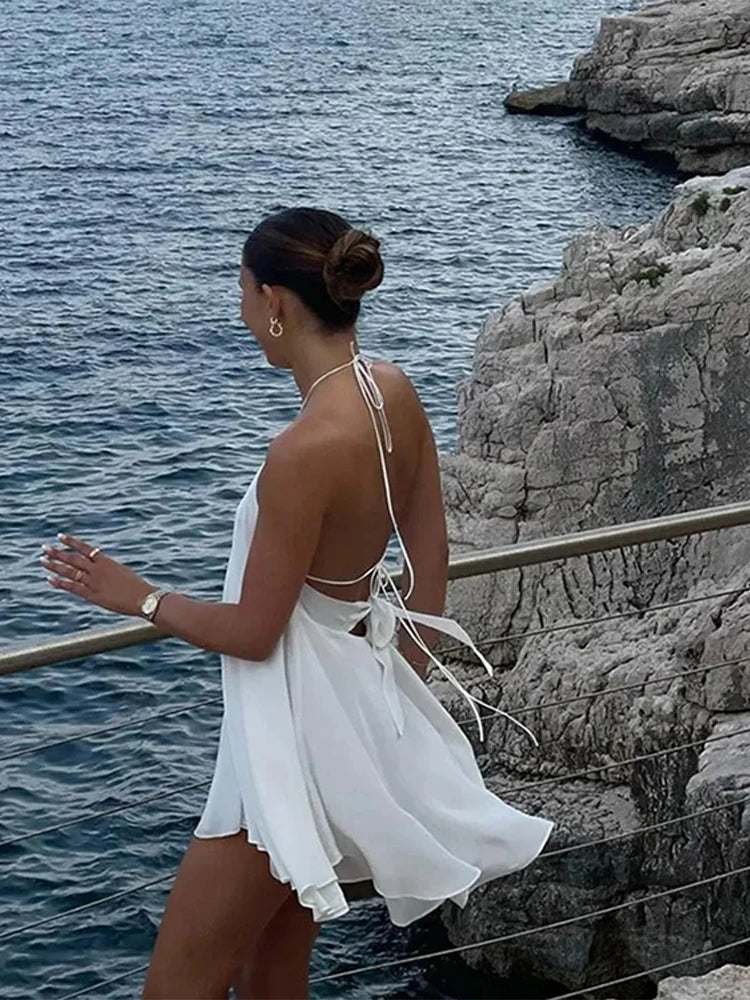 Sexy Party Off Shoulder Dresses Women's Elegant Sleeveless Hollow Out Beach Dress Backless High Street Lady Vestidos 2025 Summer