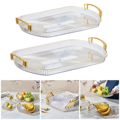 1Pcs Desk Organizer Serving Tray For Kitchen Home Dining Room Bedroom Office Makeup Tray Fruit Tray with Handles Multipurpose
