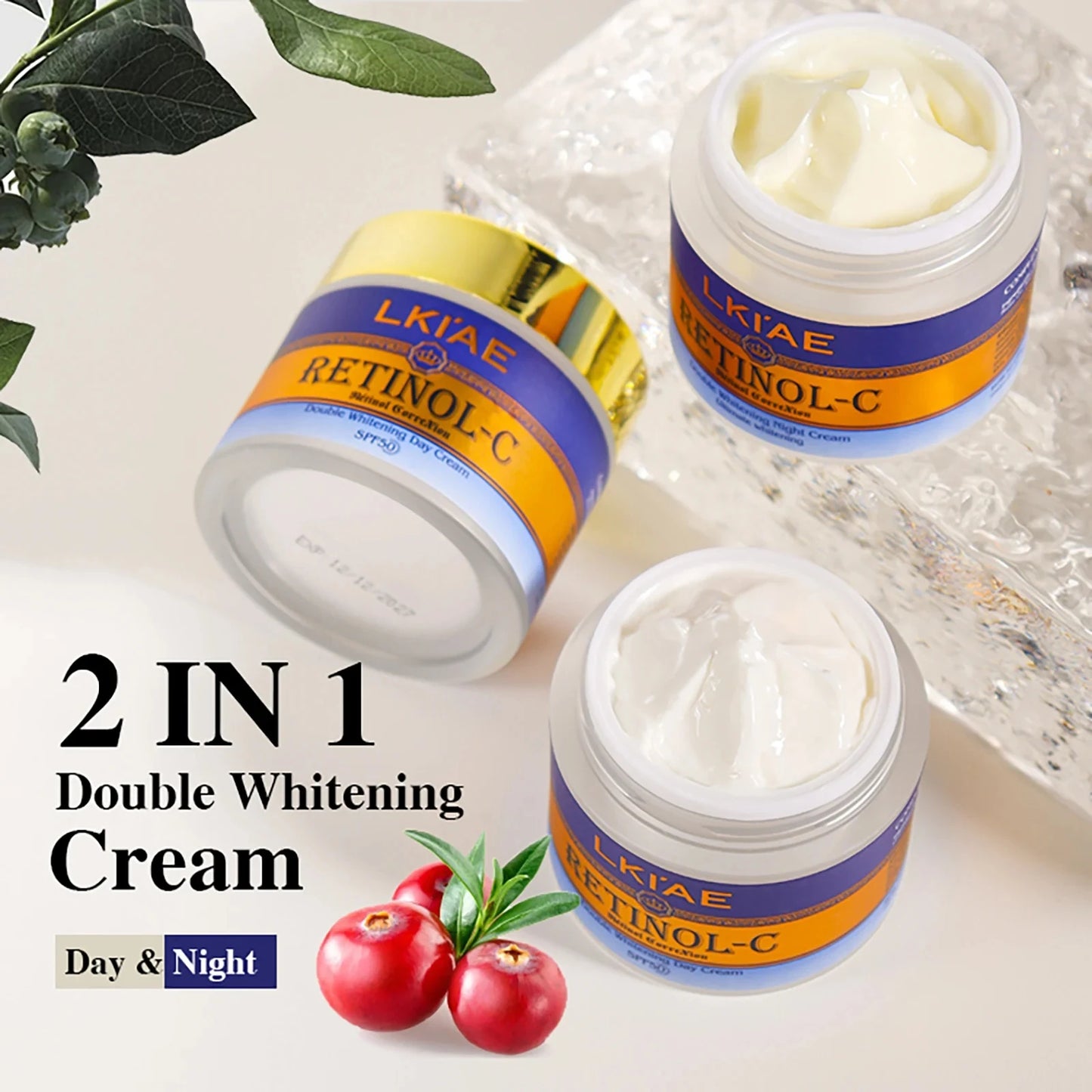 LKIAE Retinol Double Whitening Kit, Remove Wrinkles, Black Spots, Melanin, Moisturizing, Hydrate, Suitable for All Skin Types