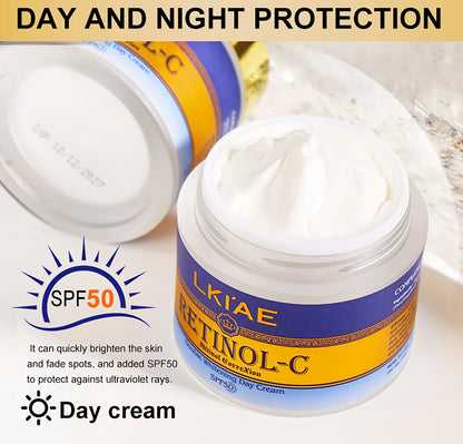 LKIAE Retinol Double Whitening Kit, Remove Wrinkles, Black Spots, Melanin, Moisturizing, Hydrate, Suitable for All Skin Types