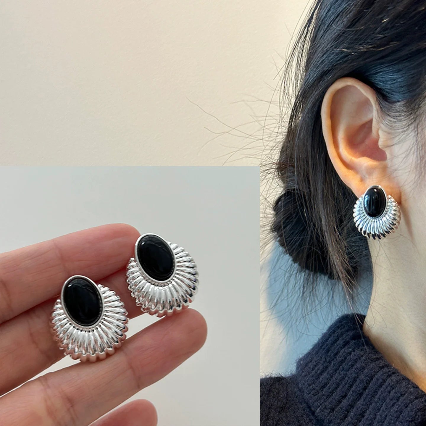 VENTFILLE 925 Sterling Silver Liquid Lava Texture Pearl Earring for Women Design Retro Versatile Jewelry Gift Dropshipping