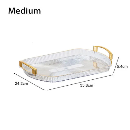 1Pcs Desk Organizer Serving Tray For Kitchen Home Dining Room Bedroom Office Makeup Tray Fruit Tray with Handles Multipurpose