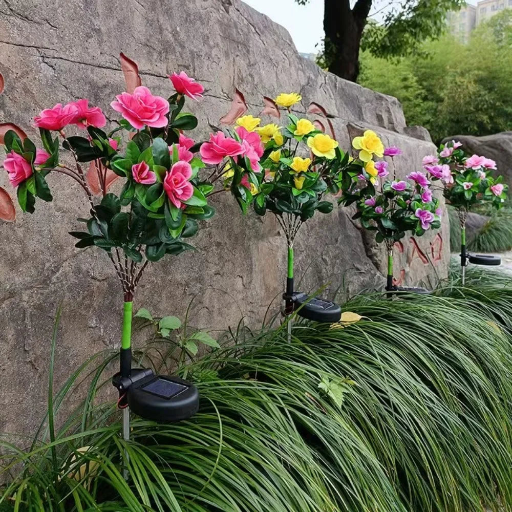LED Azalea Solar Lamp, Waterproof Ground Plug Flower Light for Lawn Courtyard Garden Wedding Birthday Festival