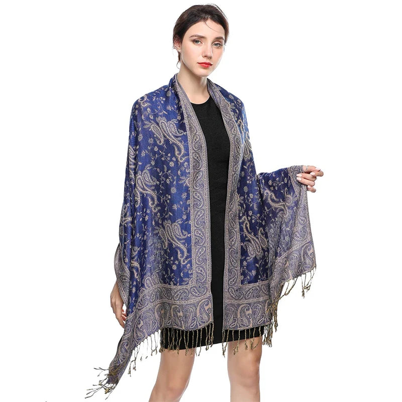 Autumn Winter Scarf Women Pashmina Shawls Cashmere Blanket Paisley Warm Thick Chunky Stoles Lady Elegant Poncho Outdoor Bufanda