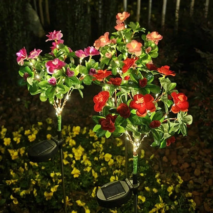 1PC Solar Azalea Flower Garden Stake Lights, Warm White LED Waterproof  Pathway Lights for Outdoor Patio Yard Holiday Decor