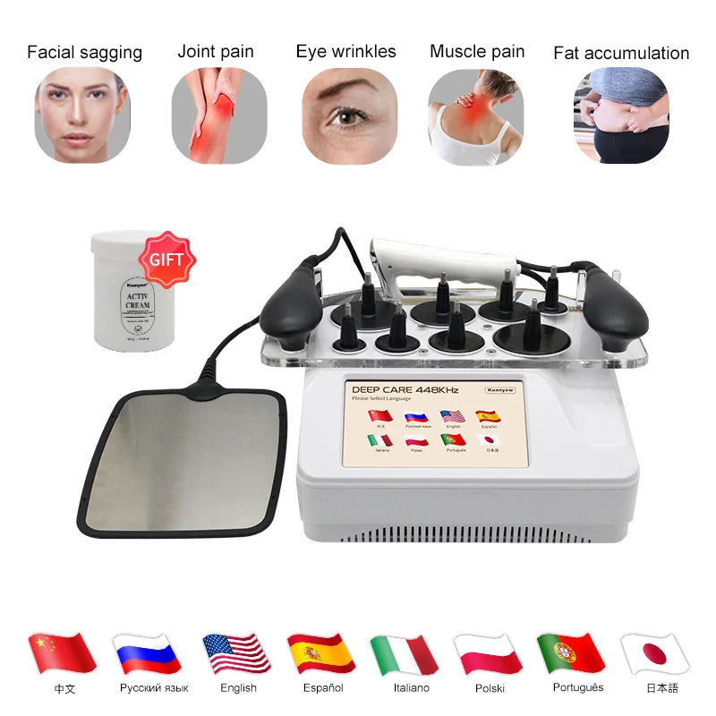 448Khz CET RET Tecar Physical Therapy Machine Portable Rf Monopolar Probe Head High Radio Frequency Diatermia Pro Loss Weight