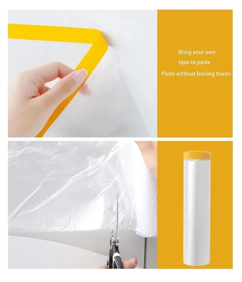 Disposable Cuttable Dust Film Self-adhesive Dustproof Film Automotive Paint Masking Tape for Furniture Dormitory Dust Protection