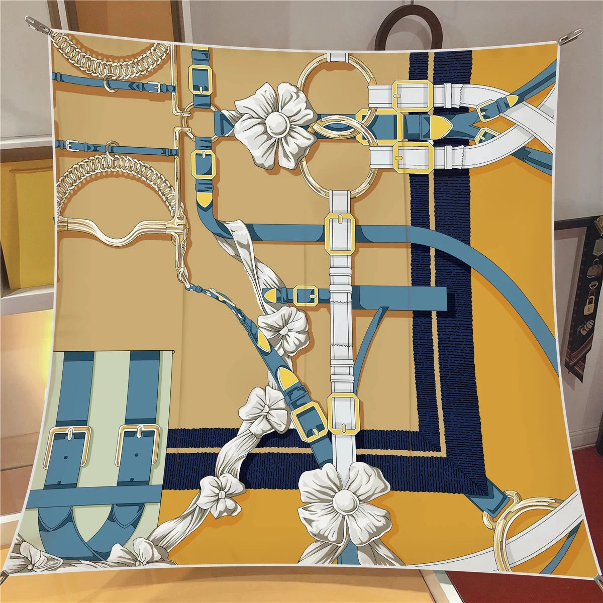 90*90CM Shawl Summer Sunscreen Square Headcloth Female Silk Scarf Fashion High-Grade Kerchief New Print Bandana Popular Muffler