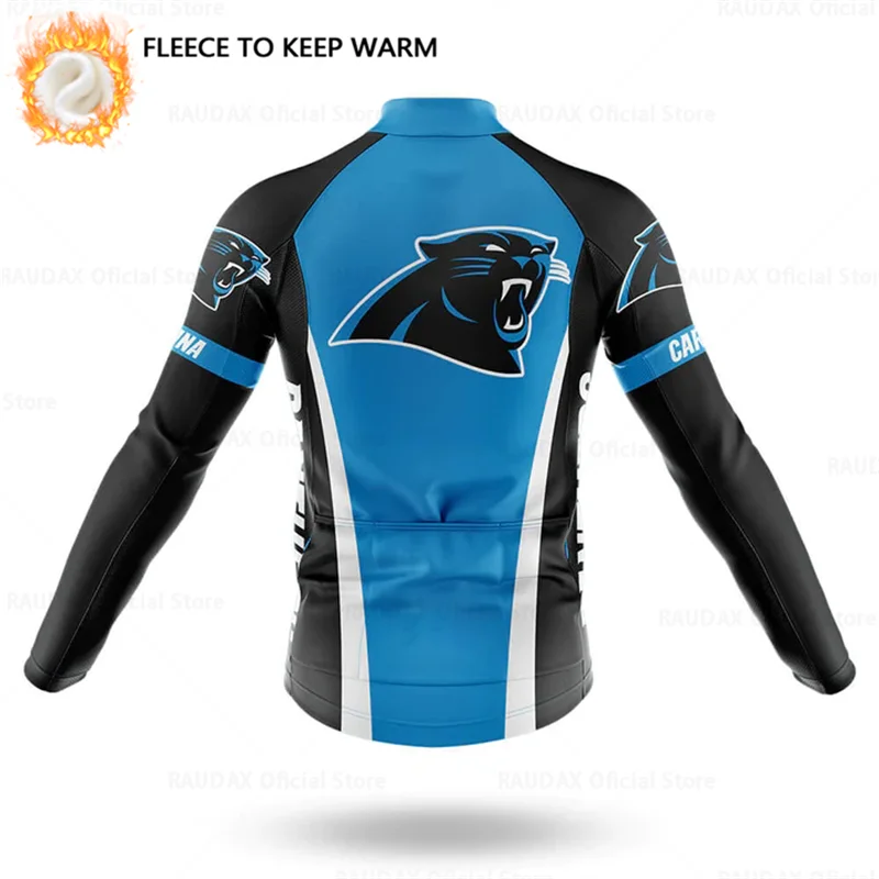 Cartoon Cat Winter Cycling Jersey Men Thermal Fleece Long Sleeve Race Sweatshirt MTB Cycling Clothing Ropa Ciclismo Bike Jacket