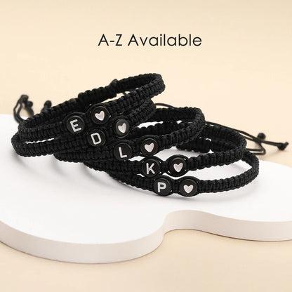 26 Letters Initial Heart Bracelets Handmade Adjustable A-Z Name Braided Bracelets For Women Men Friendship Jewelry