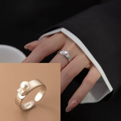 VENTFILLE 925 Sterling Silve Love Heart  Ring for Women Girl Gift Line Pearl Korean Sweet  Jewelry Birthday Gift Dropshipping