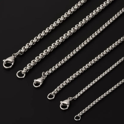 45/50/60/70/80/90cm Long Chain Simple Jewelry Around Neck Decor Stainless Steel Box Necklaces For Women Men DIY Pendant Supplies