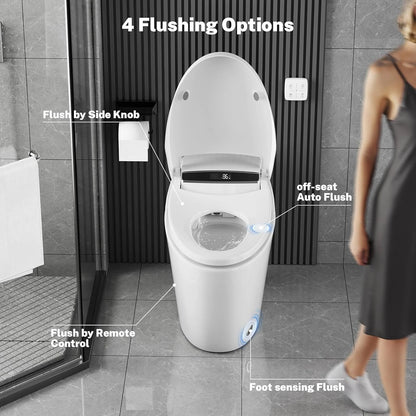 Hcore Smart One-piece Tankless Toilet Heated Seat Night Light Auto Flush Auto Open/Close Seat Slow Close Comfort Height