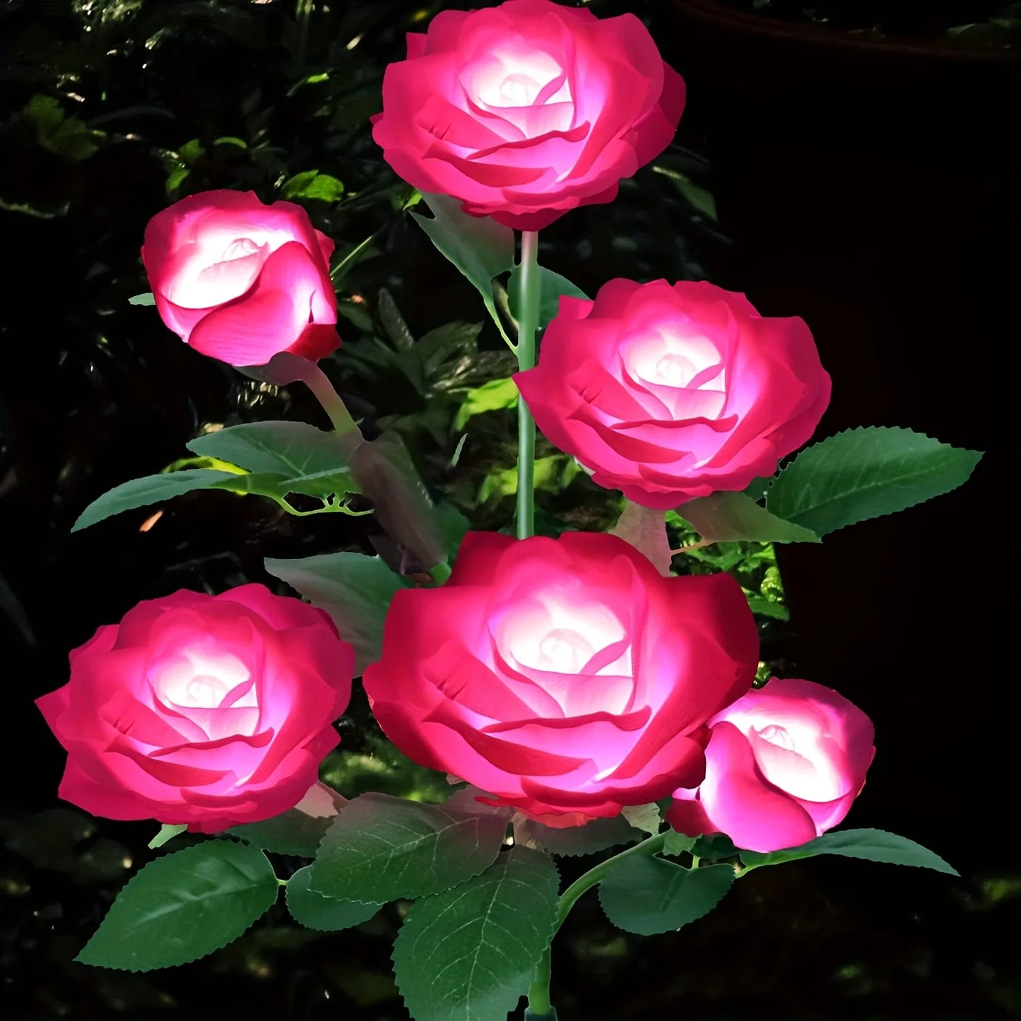 Landscape Garden Garden Yard Lawn Night Lamp 5 Head LED Solar Simulation Rose Flower LED Light Wedding Home Decoration Flowers