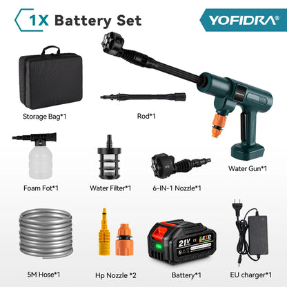 YOFIDRA 200Bar Brushless High Pressure Washer Gun Electric Car Washer Garden Watering Gun Cleaning Tools for Makita Battery Pins