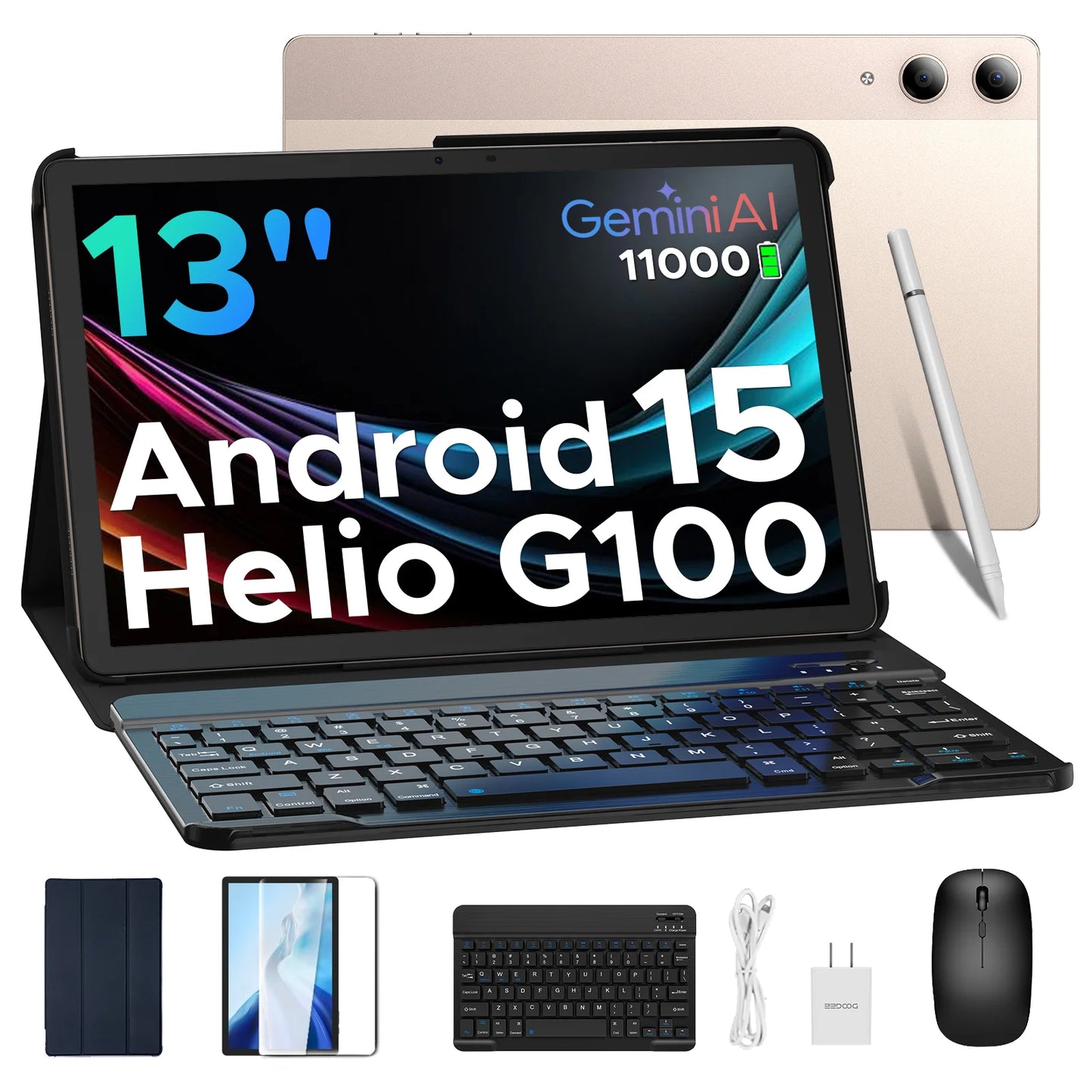 【Brand+】Doogee Tab E3 Pro 2 in 1 Tablet Pc 13" Android 15 Gemini Ai 32Gb Ram(8+24) 256Gb 11000Mah Battery Helio G100 Octa