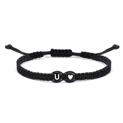 26 Letters Initial Heart Bracelets Handmade Adjustable A-Z Name Braided Bracelets For Women Men Friendship Jewelry