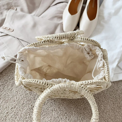 Large Capacity Straw Woven Handbag Handwoven Hollow Women Shoulder Bag Travel Vacation Summer Beach Bag Top Handle Bags