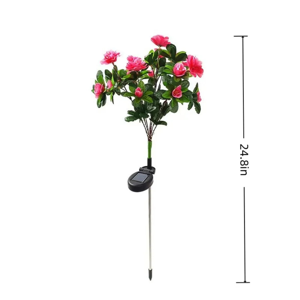 1PC Solar Powered Azalea Flower Stake Lights Waterproof LED Floral Garden Lights for Gift Outdoor Patio Yard Pathway Decor