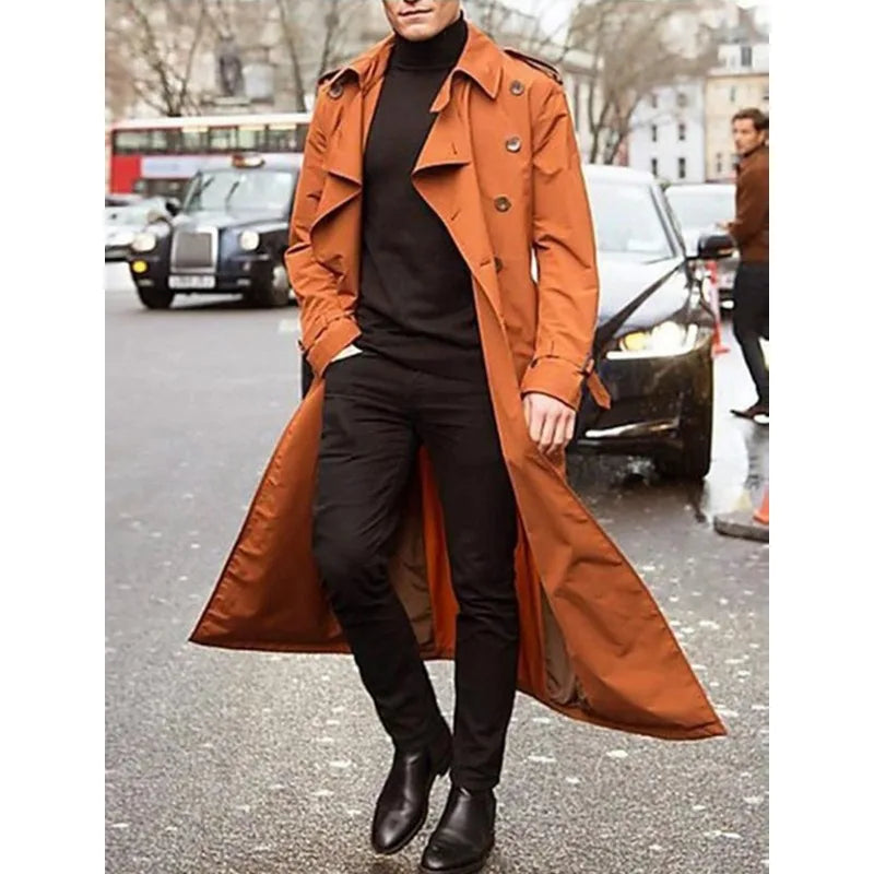 2026 New Men's Longline Trench Coat City Travel & Smart Casual