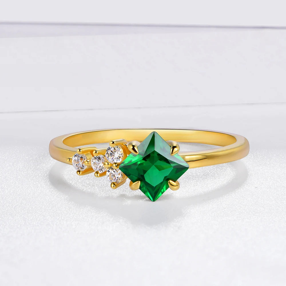 ATTAGEMS 925 Sterling Silver 18K Gold Plated Emerald Engagement Ring Wedding Bands Fine Jewelry Wholesale Drop Shipping