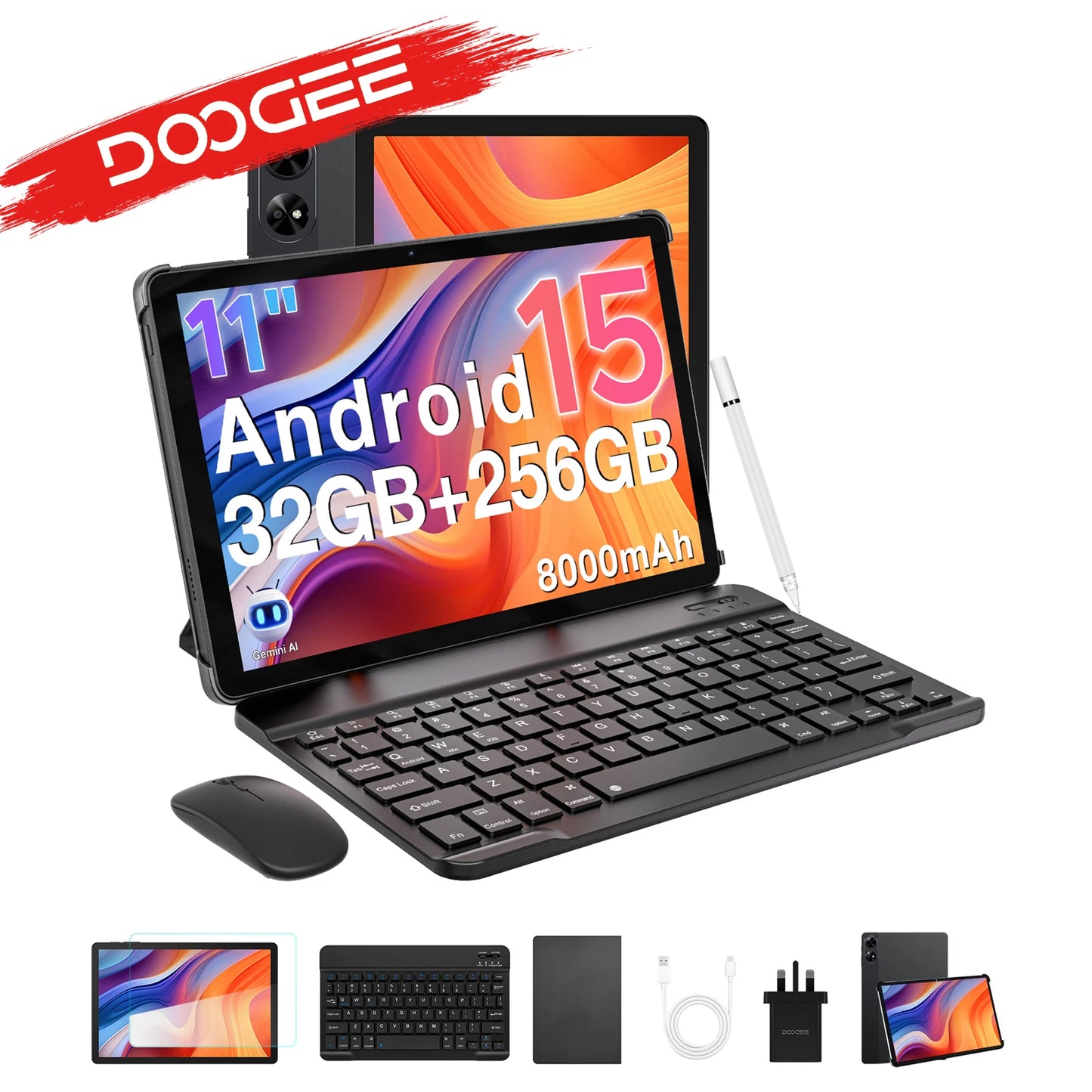 【Brand+】Doogee Tab G6+ 2 in 1 Tablet Pc Android 15 Gemini Ai Dual Speakers 8000Mah Battery 32Gb(8+24) Ram 256Gb Rom L1 4g Lte