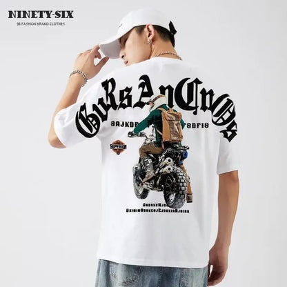 2023 Summer Men's T Shirt Japan Harajuku Fashion Graphic T Shirts Men 100%Cotton Men Clothing Tops Tee Short Sleeve T Shirts Men