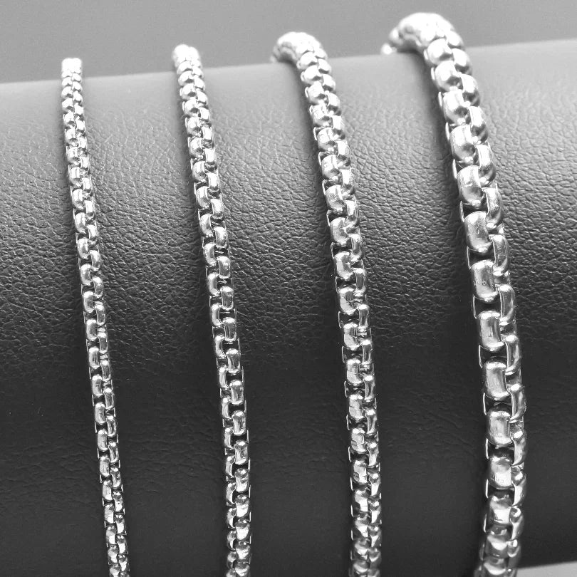 45/50/60/70/80/90cm Long Chain Simple Jewelry Around Neck Decor Stainless Steel Box Necklaces For Women Men DIY Pendant Supplies