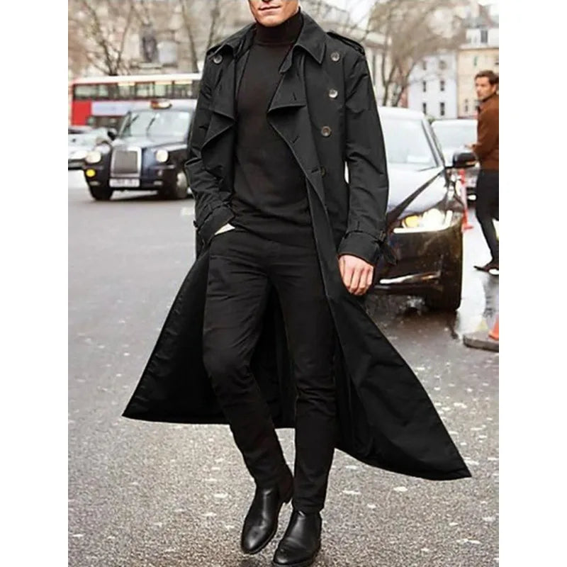 2026 New Men's Longline Trench Coat City Travel & Smart Casual