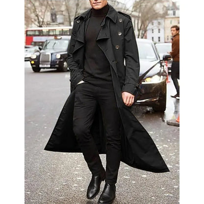 2026 New Men's Longline Trench Coat City Travel & Smart Casual