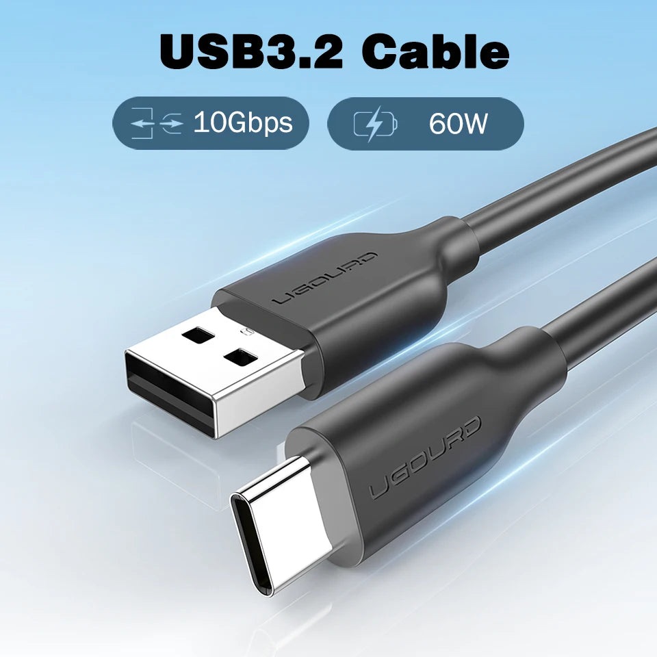 UGOURD USB3.2 10Gbps Cable USB 3.0/3.1/3.2 OTG Cable USB A to USB Type C Data Transfer SSD Hard Disk Cable 3A 60W QC 3.0