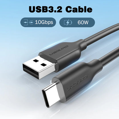 UGOURD USB3.2 10Gbps Cable USB 3.0/3.1/3.2 OTG Cable USB A to USB Type C Data Transfer SSD Hard Disk Cable 3A 60W QC 3.0