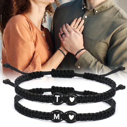 26 Letters Initial Heart Bracelets Handmade Adjustable A-Z Name Braided Bracelets For Women Men Friendship Jewelry