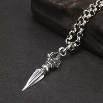 Real 925 Sterling Silver Small Vajra Pendant For Men and Women Buddhism Prayer Bouddha Jewelery