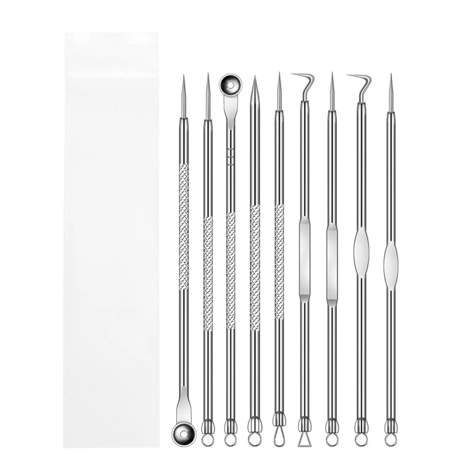 Acne Blackhead Remover Needle Tools Set  Blackhead Tweezer Pimple Extractor Stainless Steel Blackspot Removal Skin Care Tool