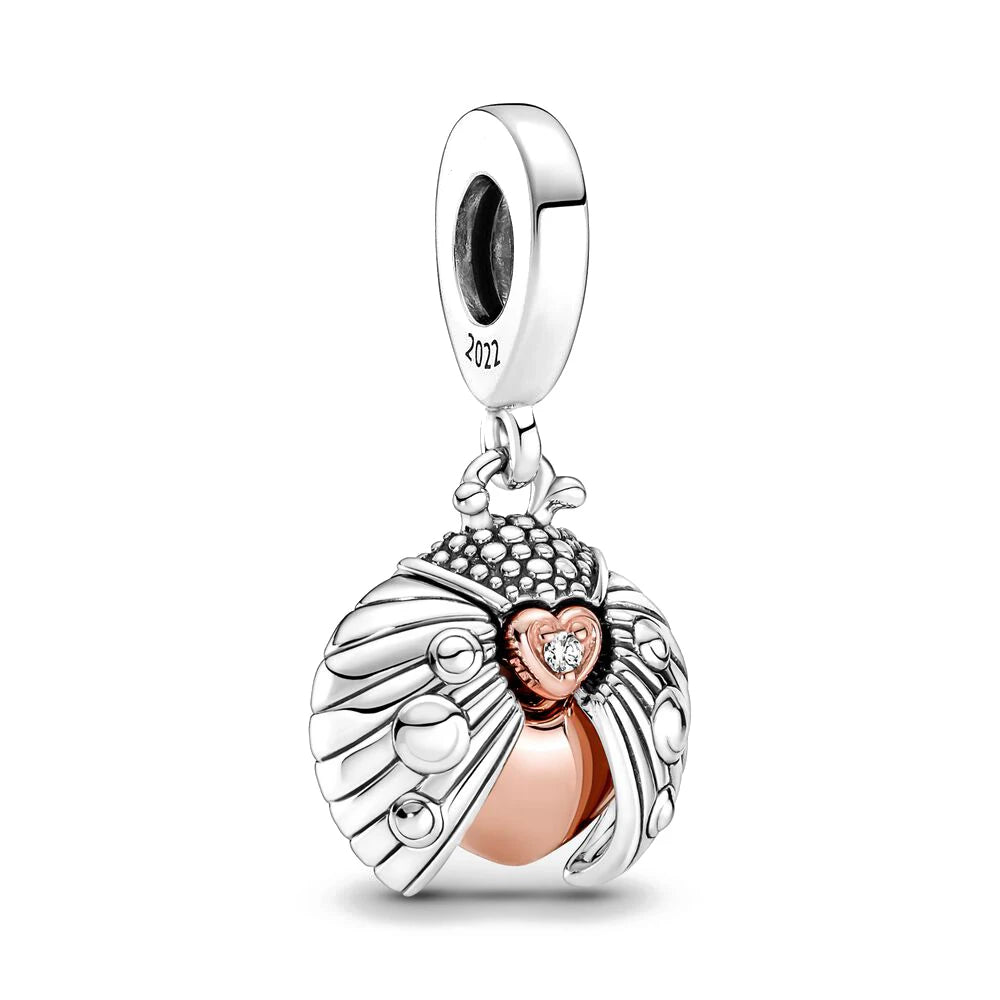 Rose Gold Fine Plated Pink Clip Dasiy Butterfly Dragonfly DIY Charms Fit Original Sterling Silver 925 Bracelet For Women Jewelry