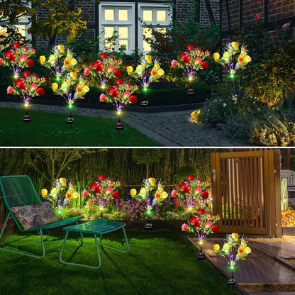 LED Gardenia, Rose, Lily Solar Outdoor Artificial Lantern, Garden Decoration, Lawn Lantern, Grass Atmosphere Light