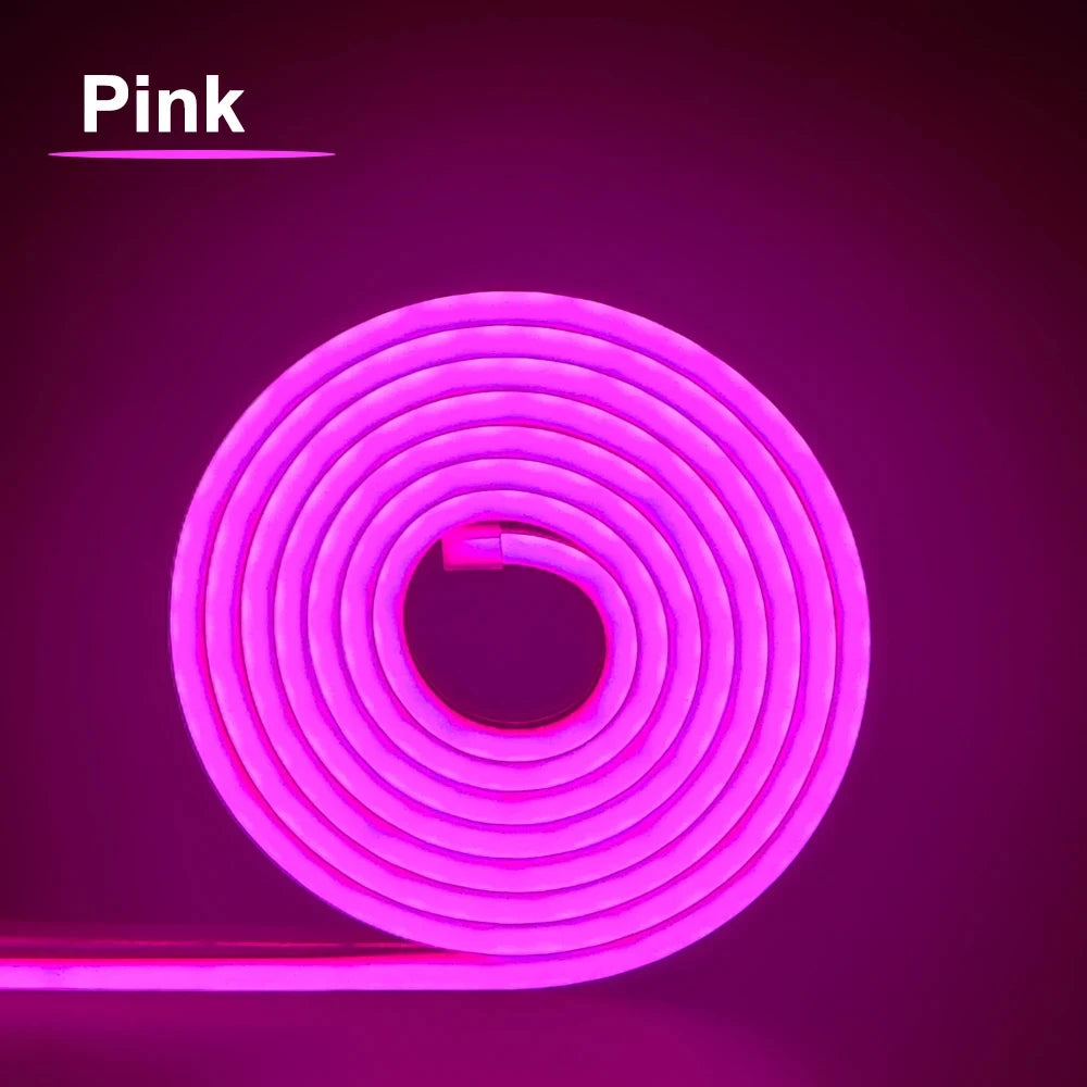 LED Neon Strip Light 6x12mm Flexible Rope Silicone Tube SMD 2835 Waterproof With 2Pin Wire 120LEDs/m For DIY Sign Home Decor