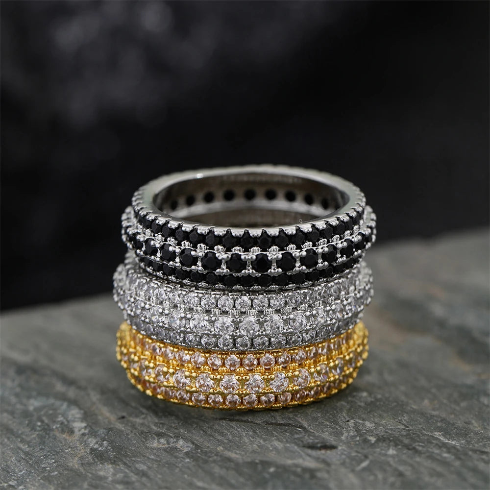 925 Sterling Silver Ring Inlaid Crystal Zirconium Round Ring Stone Men And Women Luxury Simple Fashion Gift Jewelry