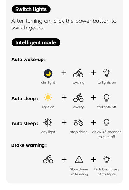 WEST BIKING Bike Taillight IP66 Waterproof Smart Brake Sensing Rear Light Auto Start/Stop LED Cycling Taillight Bike Accessories