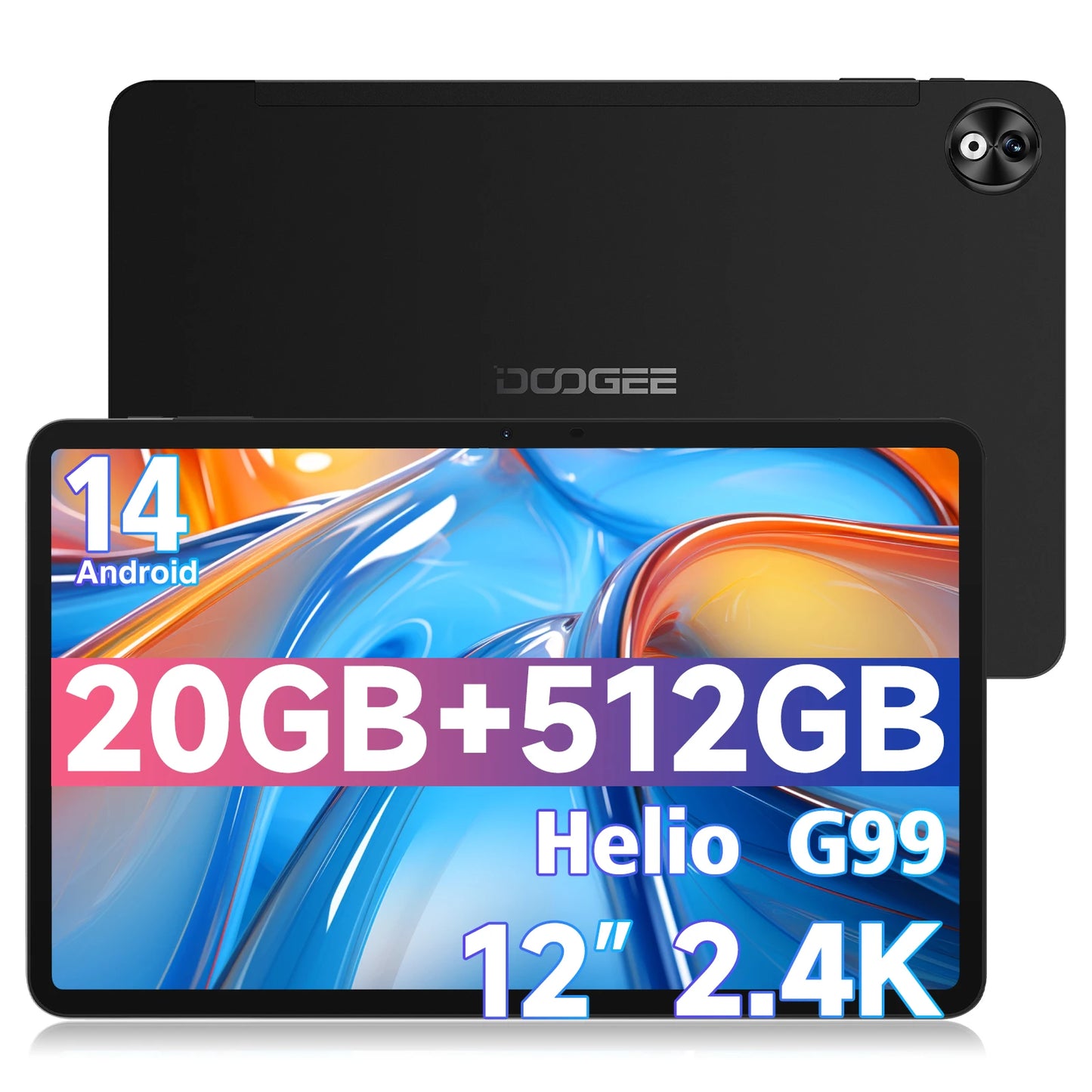 DOOGEE T40 Pro Tablet 12  20GB(8 + 12) 512GB Android 14 Helio G99 6nm 10800mAh 18W Charge Quad Speaker 7.6mm ultra-thin