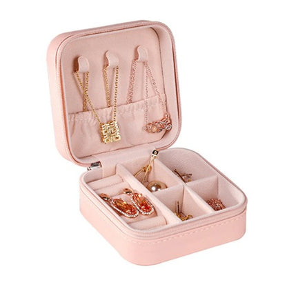 Square Jewelry Organizer Box with Lid | 6-Color Travel Case for Earrings, Necklaces & Rings - Gift for Women