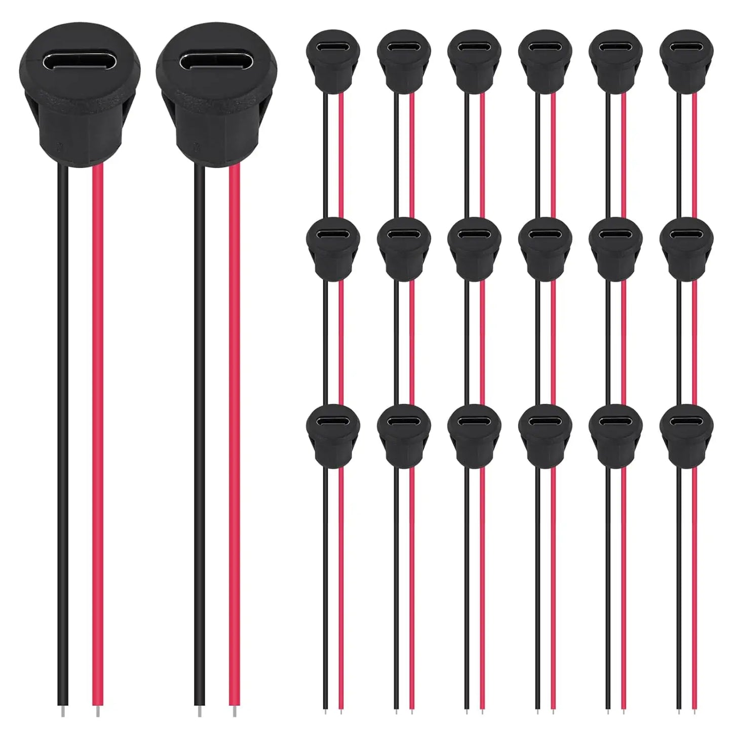 10/20PCS Type-C Female 2P Direct Crimp USB Female Chassis C Connector Jack Female Charging Port Waterproof with Card Buckle