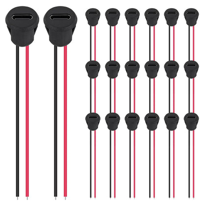 10/20PCS Type-C Female 2P Direct Crimp USB Female Chassis C Connector Jack Female Charging Port Waterproof with Card Buckle