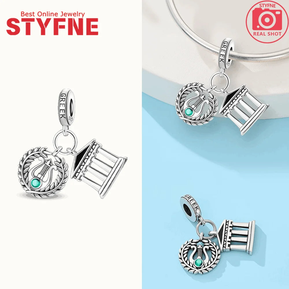 New 925 Silver Charms Greek Temple Paris Tower London Big Ben Beads Pendant Fit Original Bracelet DIY Cultural Fine Jewelry Gift