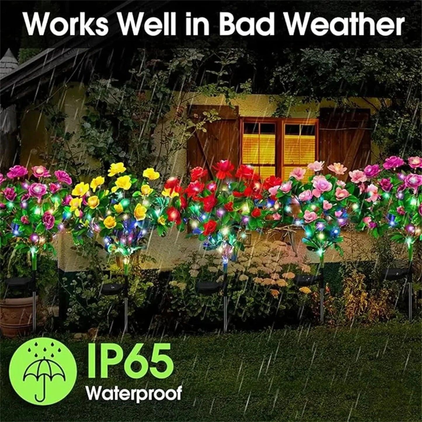 Solar Flowers Lights LED Azalea  Outdoor Waterproof Landscape Light for Lawn Patio Garden Path Decorative Lighting Best Gift
