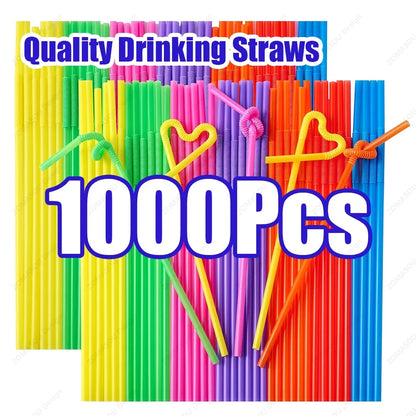 50-1000Pcs Foldable Multicolor Drinking Straws Beverage Straw Pajitas Plastique Juice Bar Party Wedding Kitchen Home Accessories