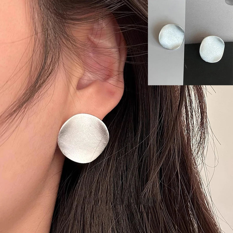 VENTFILLE 925 Sterling Silver Liquid Lava Texture Pearl Earring for Women Design Retro Versatile Jewelry Gift Dropshipping