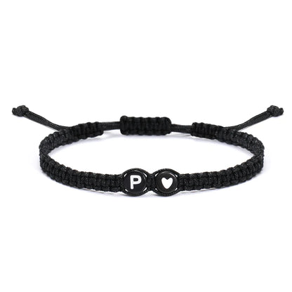 26 Letters Initial Heart Bracelets Handmade Adjustable A-Z Name Braided Bracelets For Women Men Friendship Jewelry