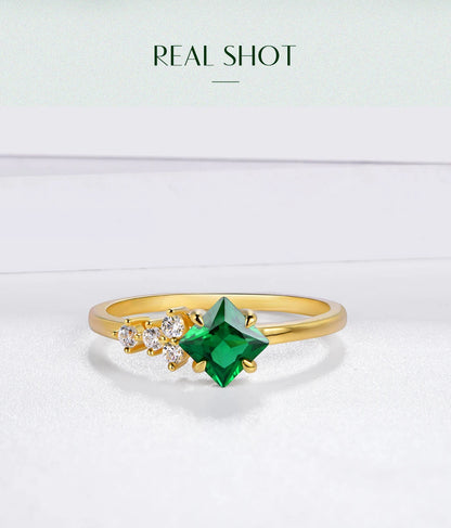 ATTAGEMS 925 Sterling Silver 18K Gold Plated Emerald Engagement Ring Wedding Bands Fine Jewelry Wholesale Drop Shipping